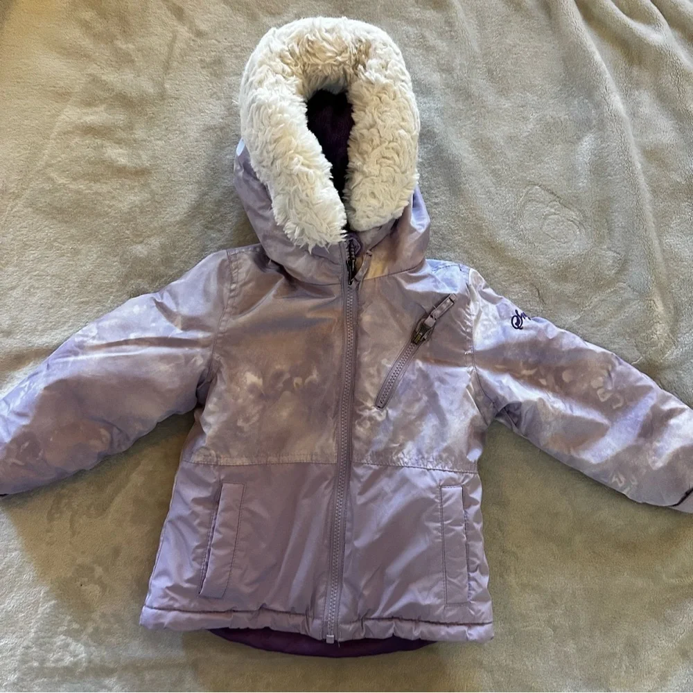 Snozu girls jacket white and  purple hoodie ski coat size 3T
